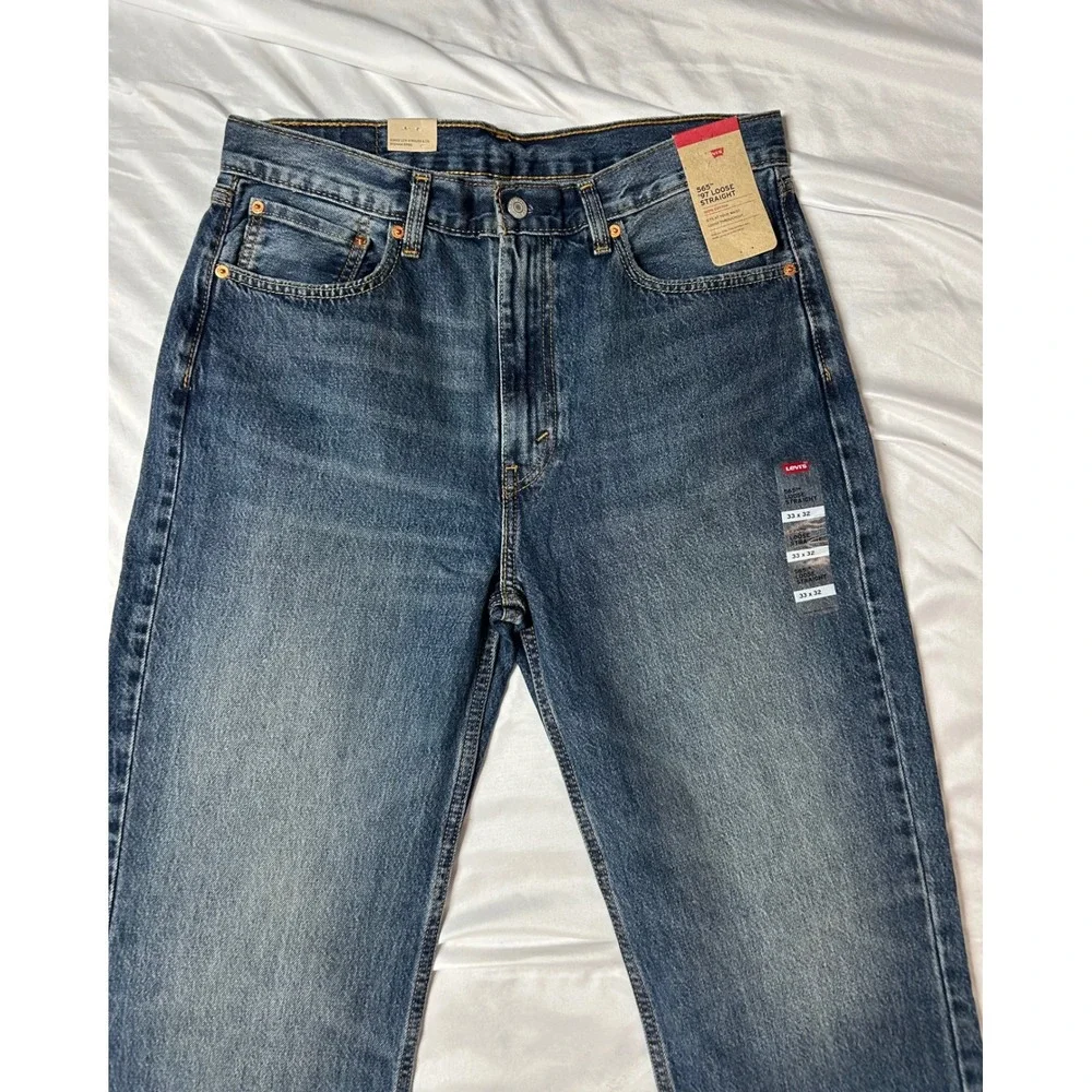 Levis 565 '97 Loose Straight Jeans Mens 33x32 Medium Wash Blue 100% Cotton NWT